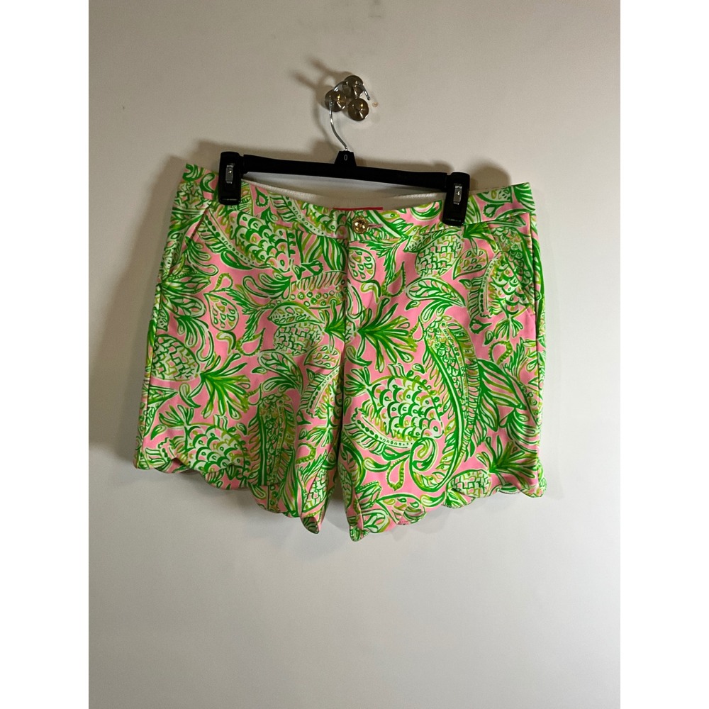Lilly Pulitzer Buttercup Scallop Hem Shorts Pink Green Pineapple Paisley NWT